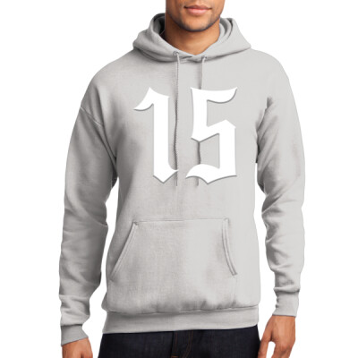 Adult Fleece Hoodie - White Puff on Grey Thumbnail