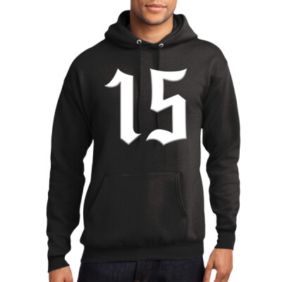 Adult Fleece Hoodie - White Puff on Black Thumbnail