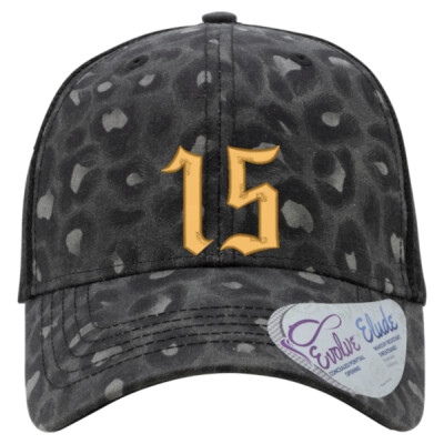 Ladies "Charlie" - #15 - Embroidered Modern Trucker Cap  - Gold Metallic thread Thumbnail