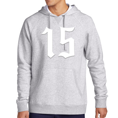 Adult Fleece Hoodie - White Puff on Grey Thumbnail